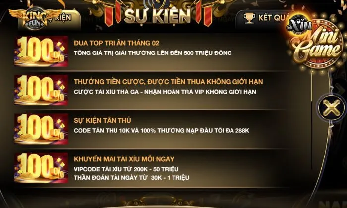 Siêu hot! Khuyến mãi: Cược tài xỉu thả ga, nhận hoàn VIP không giới hạn 2 Khuyến mãi cược tài xỉu thả ga, nhận hoàn VIP không giới hạn