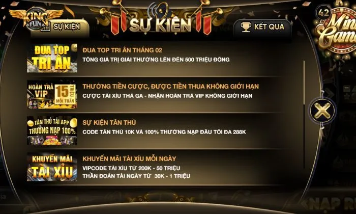 khuyến mãi Kingfun Điểm danh các sự kiện Khuyến mãi Kingfun