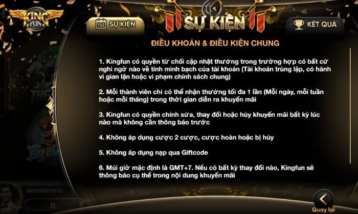 khuyến mãi Kingfun Điều kiện chung khi nhận khuyến mãi Kingfun